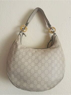 Gucci Ivory Guccissima Twins Medium Hobo Shoulder Bag